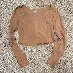 Hollister Women's Brown Long Sleeve Crop Top